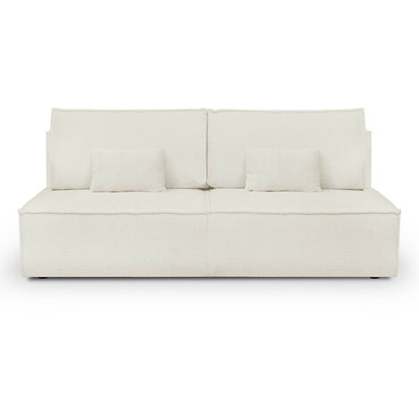 Homifab – Canapé convertible 3 places avec coffre de rangement en tissu bouclé 530 g/m² – Dimensions couchage 142 x 188 cm – Fabriqué en Europe (1/5)