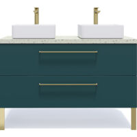 Meuble de salle de bain suspendu 2 vasques à poser 120cm 2 tiroirs Bleu - Glasgow