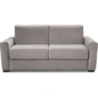 Canapé convertible 3 places en velours taupe - ouverture express - Andrea