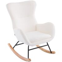 Rocking-chair en tissu bouclé beige - Béa