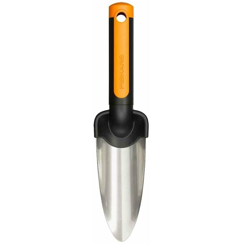 Fiskars Trasplantadora premium, Longitud 27 cm, Pala de acero inoxidable, Negro/Naranja, 1000727