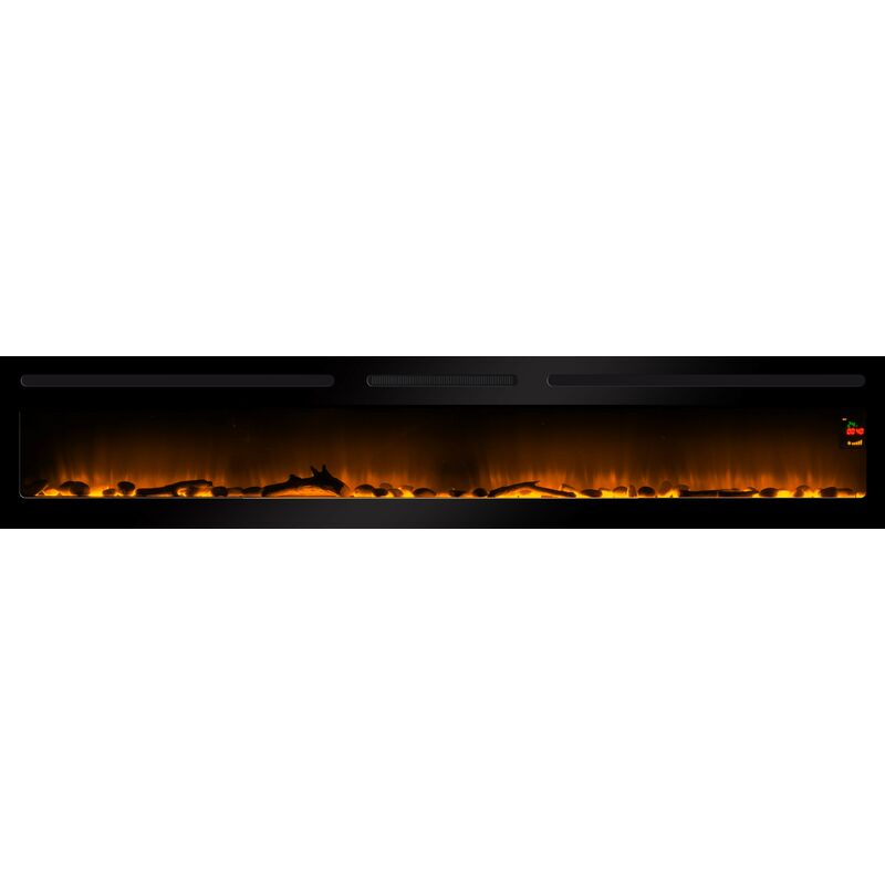 Lausanne Long Cheminée électrique, Puissance : 2000 watts, 2 niveaux de  chauffage, Largeur : 90 cm, Effet de flammes, Façade en inox, Luminosité réglable, Télécommande incluse