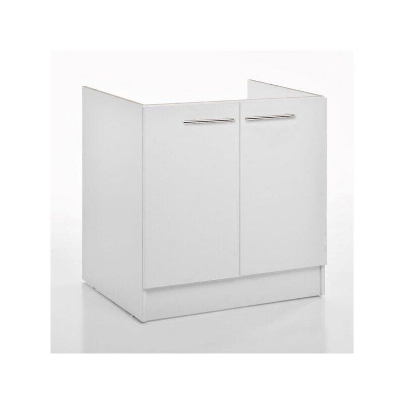 Rangement Sous Evier Meuble Sous évier ECO Blanc Brillant - 80 Cm - 2 Portes Rangement Cuisine