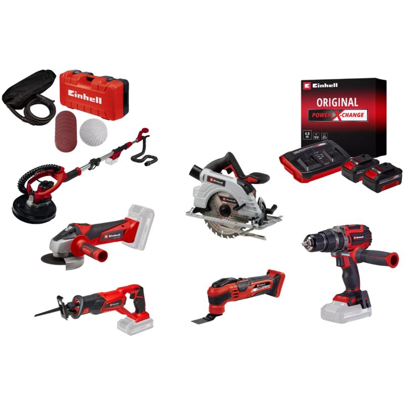 Pack 3 Outils EINHELL 18V : Perceuse, Meuleuse, Perforateur + 2 Batteries 3.0Ah