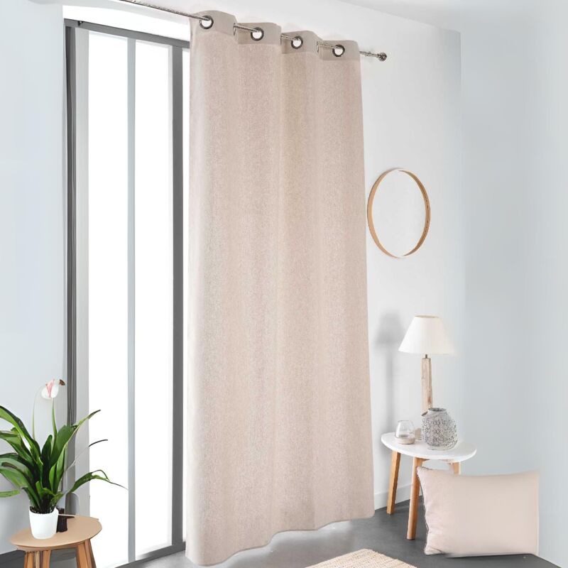 Rideau esprit naturel à galon fronceur Beige 135x260 cm