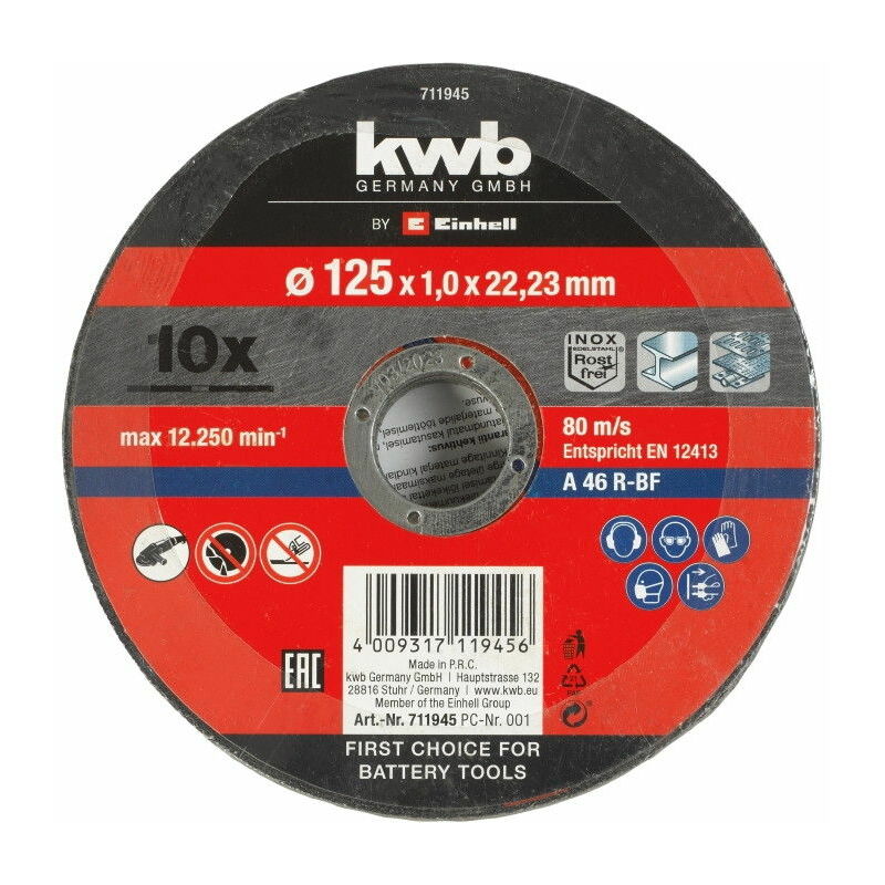 KWB by Einhell Lot de 10 disques à tronçonner 125mm