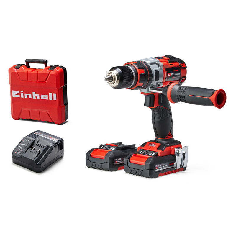 EINHELL TP-CD 18/60 Li- i BL +39 2x2.0 - Perceuse-visseuse sans fil 18V 2Ah  avec 39 accessoires en mallette (avec 2 batteries et chargeur de batterie)