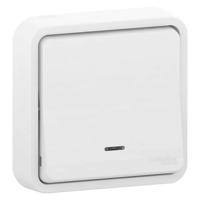 SCHNEIDER ELECTRIC Poussoir étanche lumineux encastrable Mureva Styl, en ABS Blanc