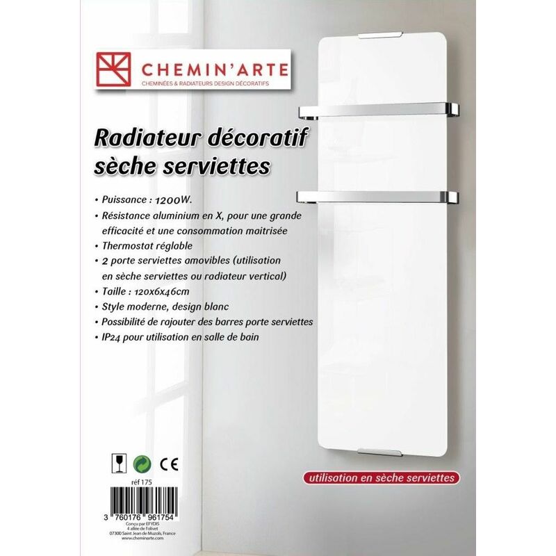 Sèche-serviette design CHEMIN'ARTE Noir 600W