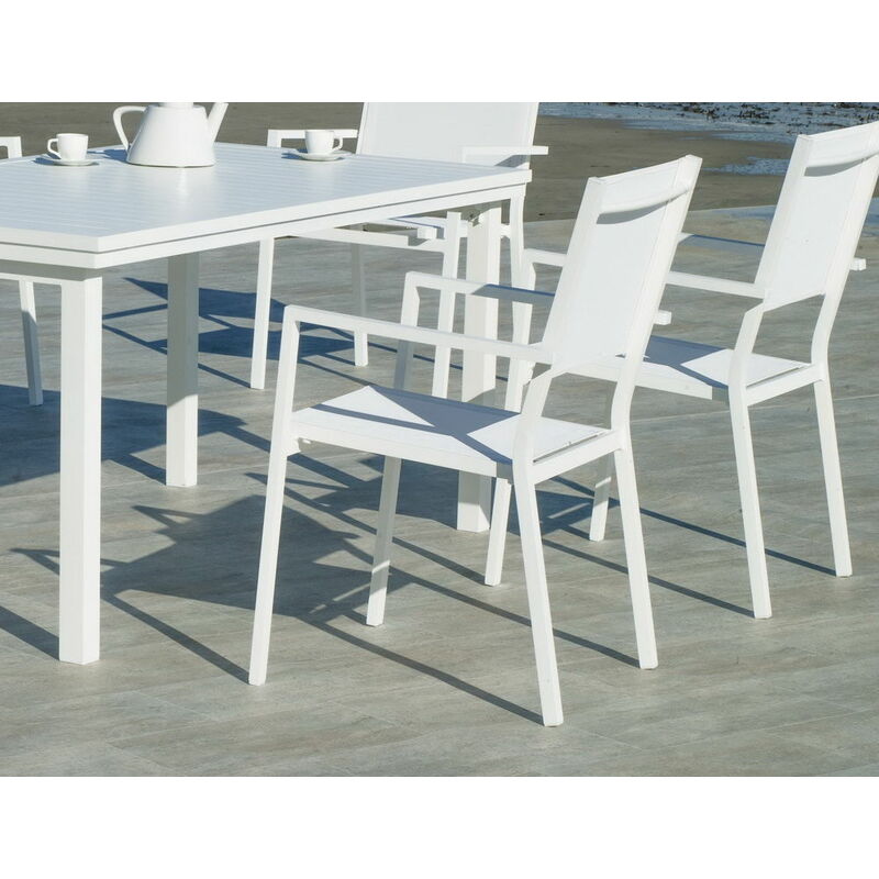 Table salon de jardin pliante 6 personnes en aluminium - Neferti - Hevea