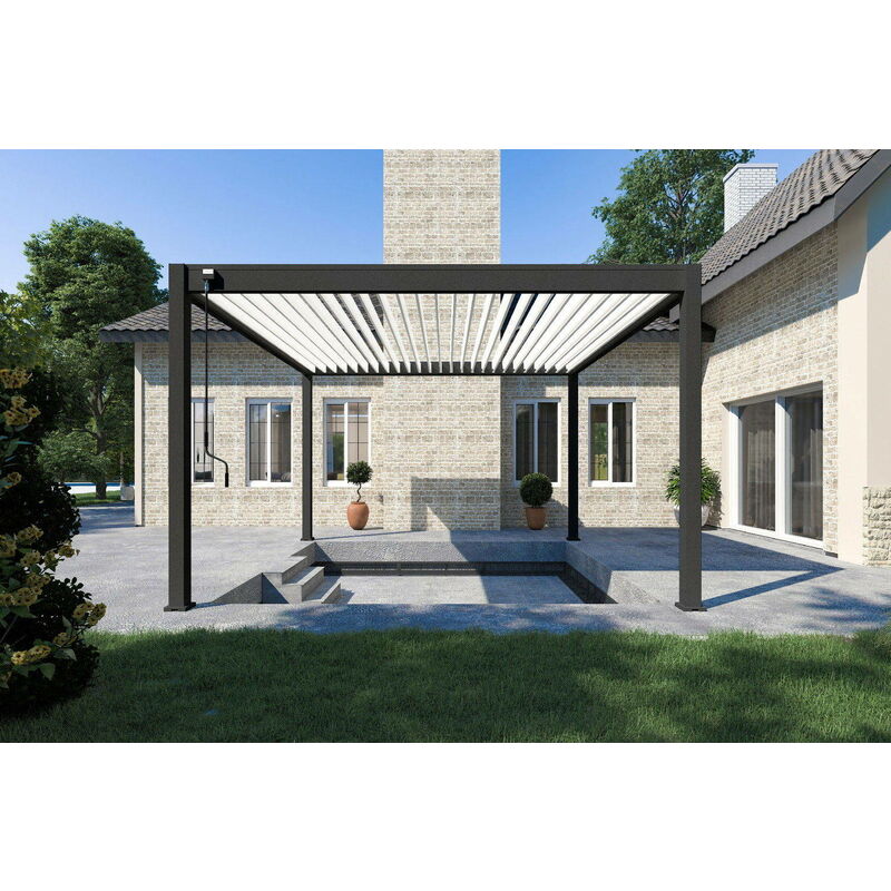 Store latéral blanc 400cm pour pergola bioclimatique en alu Ombrea