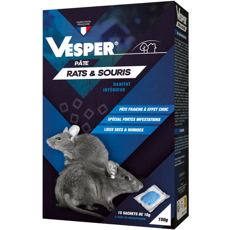 Vesper Pâte appât prêt à l'emploi pour rats/souris - 15 sachets de 10 g
