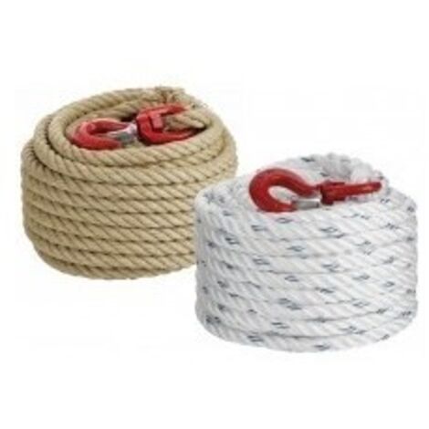 Corde à poulie avec crochet 50 m polypropylène diam 20/22 mm - Outifrance (1/3)