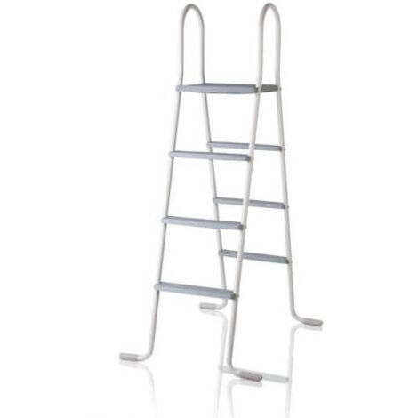 GRE – Échelle de piscine 120-132 cm – Marches antidérapantes en polypropylène traité – Pour piscines hors sol – Couleur gris (1/5)