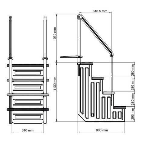 Gre Pools Escalier synthétique d'entrée facile 4 marches