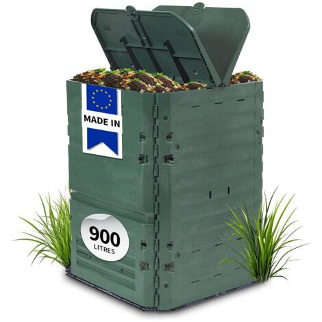 Garantia – Composteur Thermo-King 900 L en polypropylène recyclé – Montage sans outils – Aérations pour compostage rapide – Couleur verte - VERT 900 L