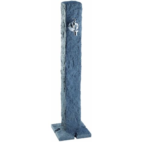 Garantia – Fontaine de jardin en granit PE – Aspect pierre naturelle – Socle de fixation avec 4 points d’ancrage – Raccordement par le bas 3/4"
