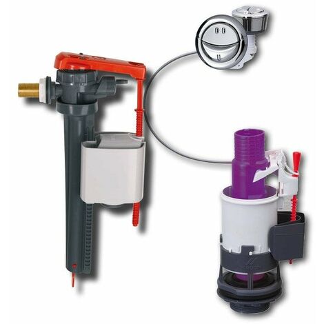 Mécanisme Double Chasse Wirquin MW2 – Complet – Pour WC – Gris Et Rouge