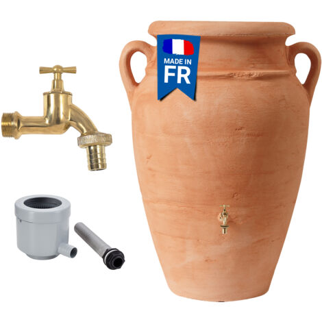 Garantia – Récupérateur d'eau de pluie Amphore Antik 360 L – Couleur terracotta – Robinet laiton 3/4' intégré – Traitement anti-UV