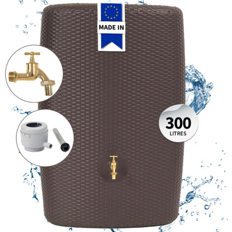 Garantia – Cuve murale SUNDA 300L moka – Réservoir en polyéthylène haute densité – Robinet laiton 19 mm – Collecteur filtrant Eco gris inclus (1/5)