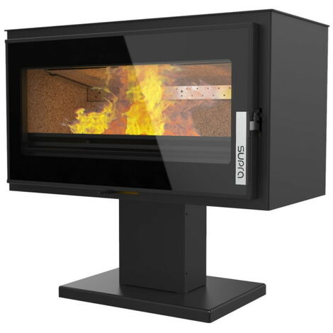 Supra – Poêle à bois étanche 8,5 kW – Double combustion pour rendement optimisé – Compatible RE 2020 – Pour bûches jusqu'à 62 cm
