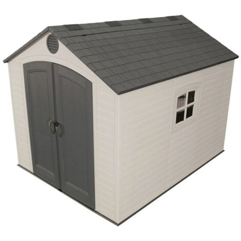 HABRITA Abri résine PEHD 7,44m2 - imitation bardage grand volume + plancher - toit 2 pentes