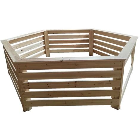 Habillage Habrita Foresta HAB 2620 BN bois hexagonal pour spas et piscines gonflables 2,63x2,09x0,71m