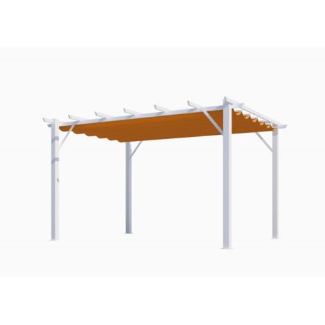 Habrita Foresta - Pergola en aluminium blanc 100x100 mm ép.1,2 mm toiture rouille 140 gr/m2 - PER4030WR (1/5)