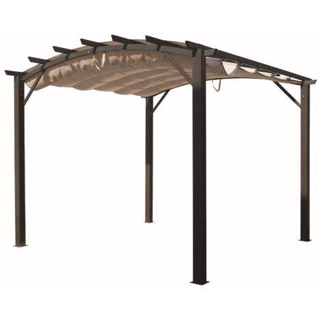 Foresta – Pergola arche en aluminium et acier 330x340x259 cm – Toile coulissante 140 gr/m² – Coloris gris anthracite – Pour espaces extérieurs (1/5)