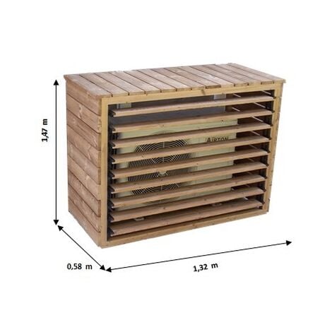 Habrita Cache climatiseur extérieur en bois grand format