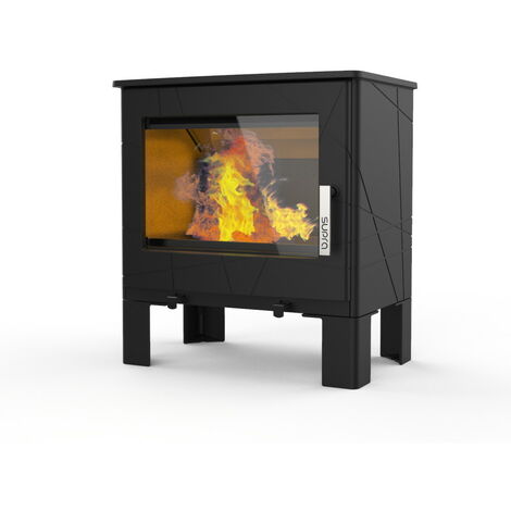Supra – Poêle à bois 7,3 kW en fonte – Double combustion – Vision du feu 53 cm – Rendement 78% – Flamme verte 7 étoiles – Écologique (1/3)