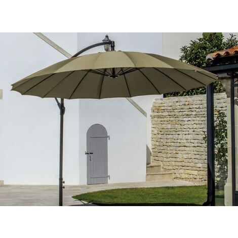 Parasol déporté Pagode 300 cm – Aluminium léger – Toile polyester déperlant – Rotation 360° et inclinaison – 18 baleines en fibre de verre – Proloisirs