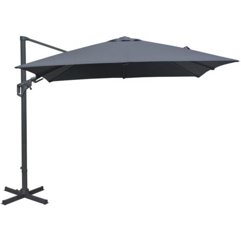 PROLOISIRS Parasol déporté orientable NH - Toile carré 300 x 300 cm - Toile grise