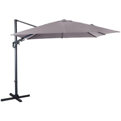 Parasol déporté orientable 360° inclinable gauche droite 3 x 3 m Orient Taupe (1/4)