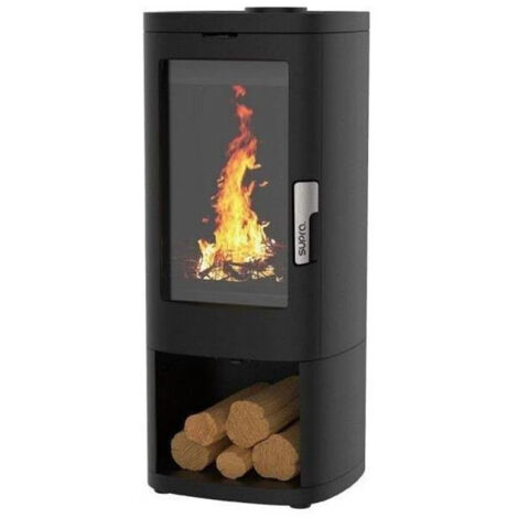 Supra – FR9016200B – Poêle à bois avec bûcher intégré – Fonte – Vision verticale – Puissance 11.5 kW – Flamme verte 7 étoiles – Taille bûche 50 cm - FR9016200B-Po (1/4)