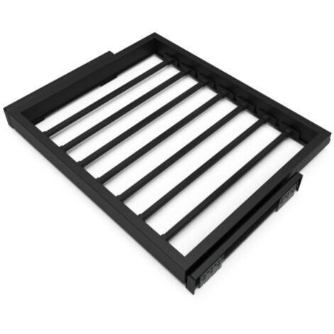 EMUCA Kit de 7 tringles à pantalon et cadre coulissant à fermeture douce pour armoires- réglable- module 600mm- Noir texturé