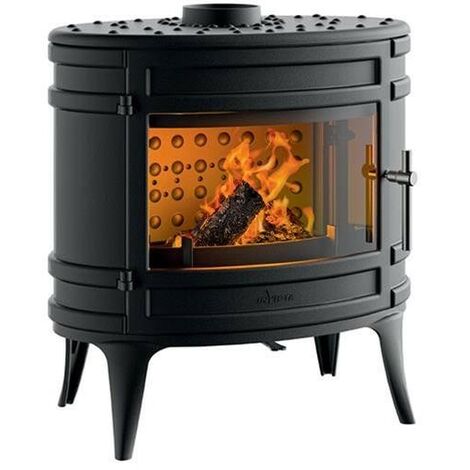 Invicta – Poêle à bois fonte 8KW – Évacuation des fumées dessus D. 150mm – Surface de chauffe 40 à 100 m² – Éco-design flamme verte (1/10)