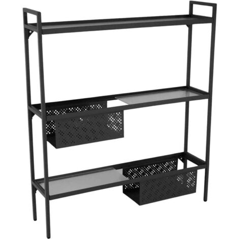 PROLOISIRS Etagère Balcon en acier à 3 niveaux - 118 x 24 x 102 cm - graphite (1/2)