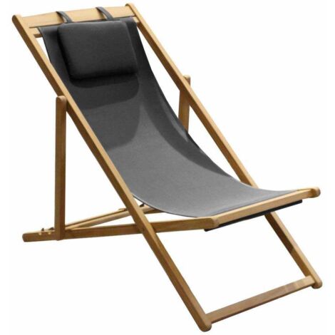 PROLOISIRS Chilienne Newton en teck FSC/TPEP - 40 x 94 x 59 cm - noir (1/4)