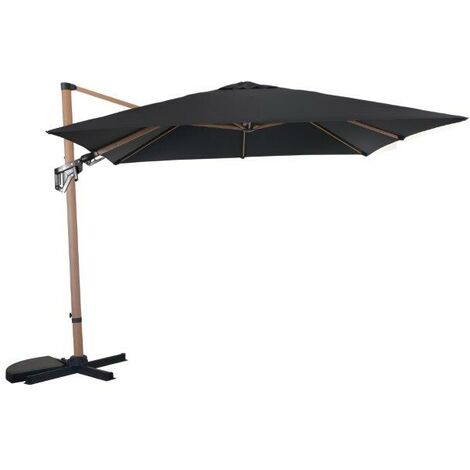 PROLOISIRS Parasol en aluminium déporté LB orient inclinable manivelle-heat - 3 x 3/8 m - oak/ecru