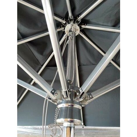 Parasol Droit Rond 300cm - Touquet Gris - Mât Central En Aluminium Orientable Et Manivelle Parasol Droit Rond 300cm - Touquet Gris - Mât Central En Aluminium Orientable Et Manivelle
