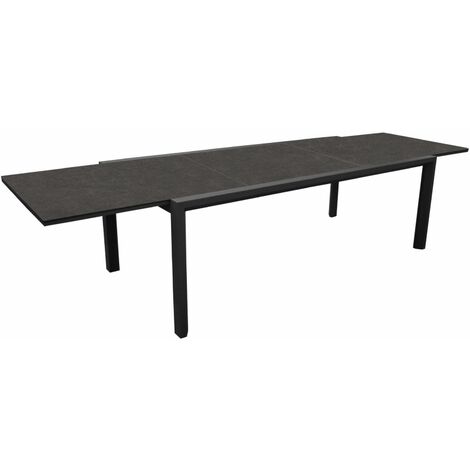 PROLOISIRS Table de jardin Sinnes en aluminium/fundermax - graphite/black jack - 200/300 x 104 cm (1/3)