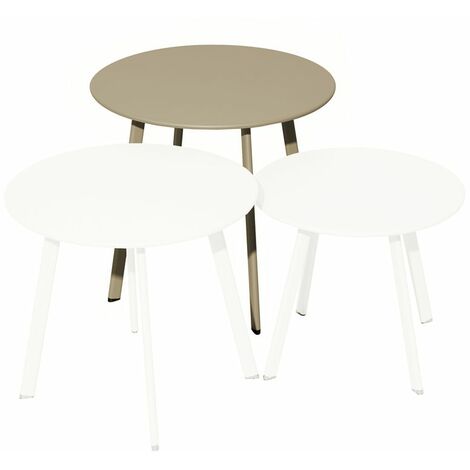 Table Basse Jardin Ronde En Acier Rio - Diamètre 70 Cm, Hauteur 40 Cm - Finition époxy Bleue - Montage Facile