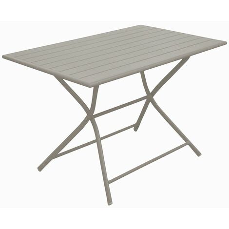 PROLOISIRS Guéridon pliant Globe en aluminium/lattes - 110 x 70 cm - crème