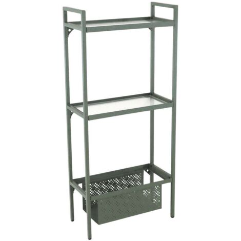 PROLOISIRS Etagère Balcon en acier à 2 niveaux - 118 x 24 x 53 cm - vert (1/3)