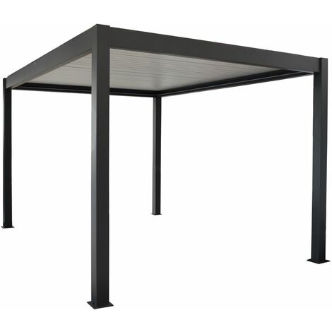 PROLOISIRS Pergola bioclimatique autoportée Zéphir motorisée aluminium/lames - grey - 3 x 4 m (1/5)