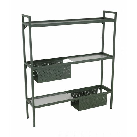 PROLOISIRS Etagère Balcon en acier à 3 niveaux - 118 x 24 x 102 cm - vert (1/2)