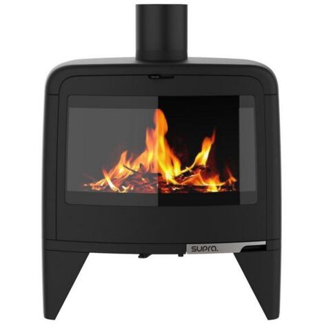 Supra – Poêle à bois 10kW en fonte – Évacuation des fumées supérieure ou arrière – Rendement 77% – Charge nominale 2,9 kg/h – Double combustion - PAUL 10 KW EN