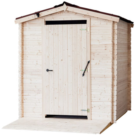HABRITA Abri Alpina - Toilette Sèche avec Plancher, Rampe d’Accès et Kit Accessoires - Adapté PMR - Toit Double Pente en Plaques Ondulées (1/5)