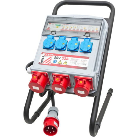 Holzmann – Tableau électrique de chantier portable 230-400V – Coffret 32A avec protection IP44 – Pour chantiers humides et terrains accidentés - ssv32a